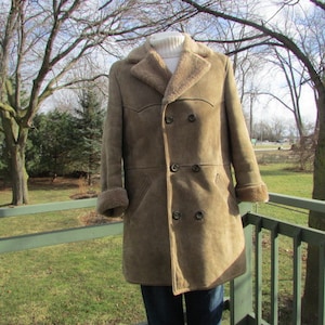 Sheepskin Coat with Shearling Lining Vintage Natural Lamb Winter Coat  Shearling Coat Sheepskin Winter Coat Mid Length Excellent Condition