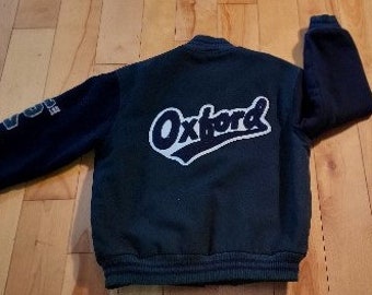 Vintage Oxford Varsity Jacket Size Large, Wool Bomber Jacket Winter Jacket Team Jacket Wool Coat