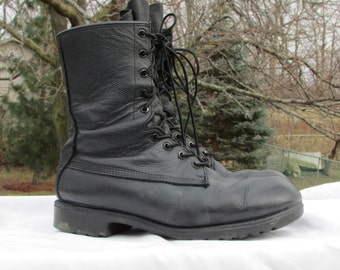Combat Boots Size 6.5 (252/92) Military Field Boots Army Boots Black Leather Boots Goth Boots, GREB Soles, Hard Toes, Made in Canada