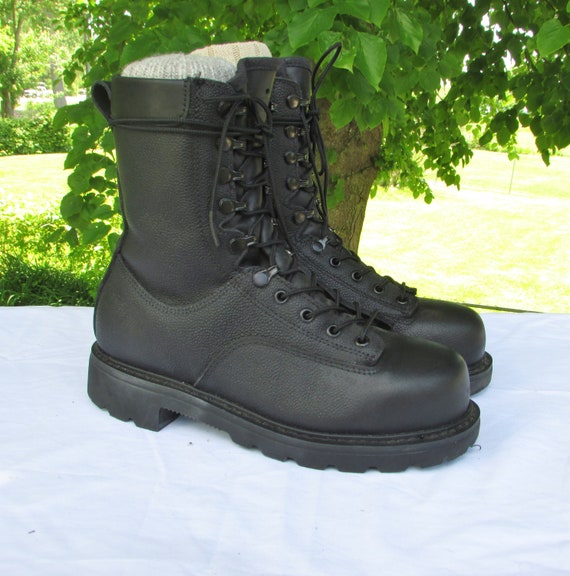 black leather steel toe boots