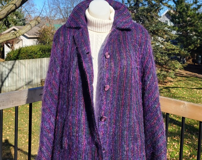 Pure Mohair Winter Coat Women's Size 8 Wool Coat Fashion Coat in