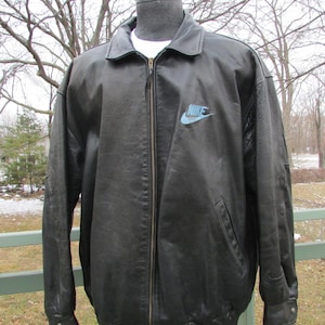 NIKE Bomber Jacket Size XL Leather Basketball Coat - Etsy