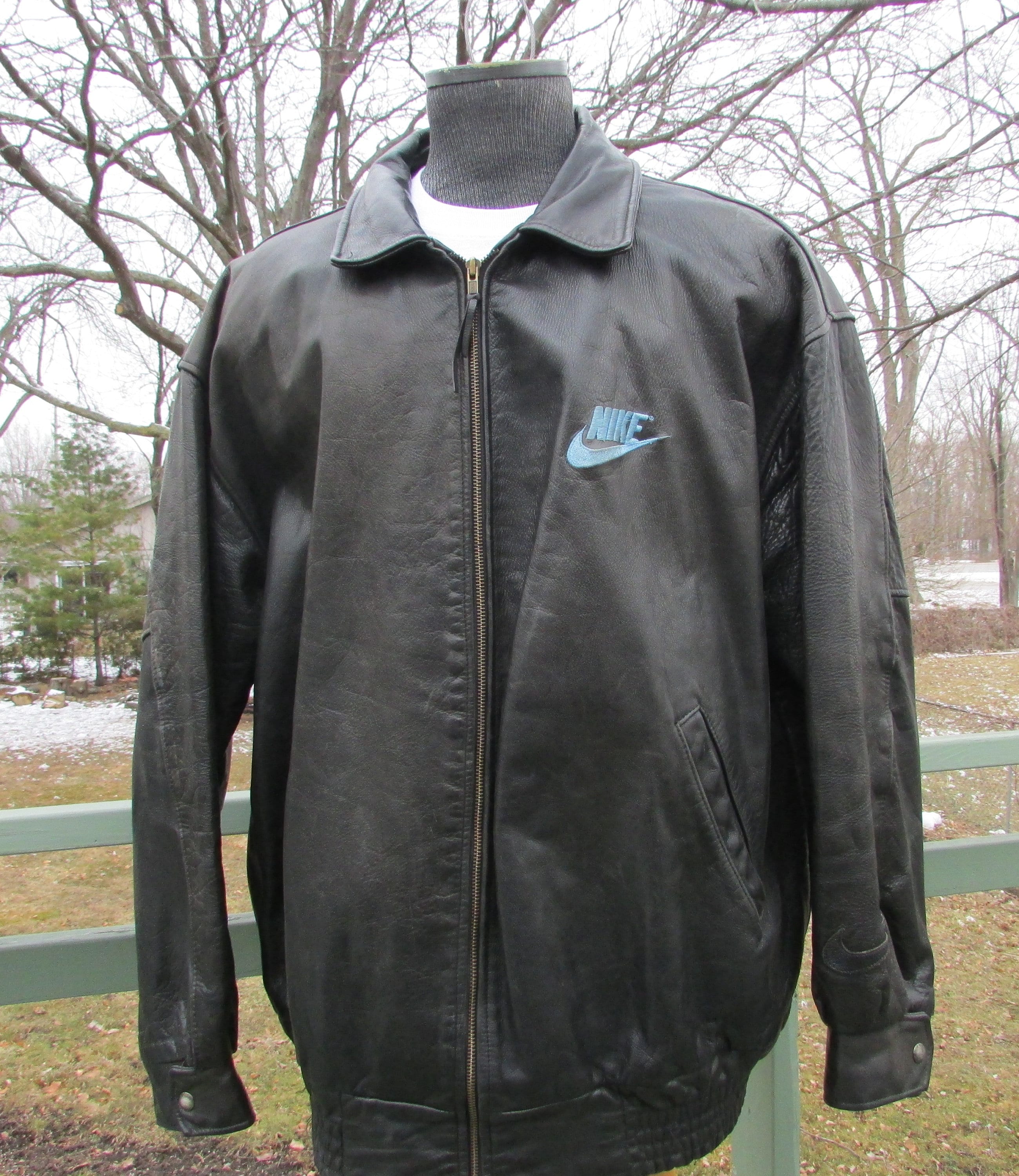 NIKE Leather Bomber Jacket Size XL Leather Basketball Coat - Etsy