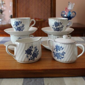 Vintage China Tea Cup and Saucer or Coffee Cup and Saucer Royal Blue Ironstone by Wedgewood of England