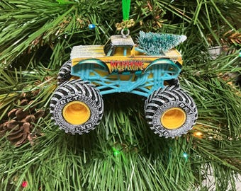 Monster Jam custom Christmas ornament Wolverine w/tree,snow