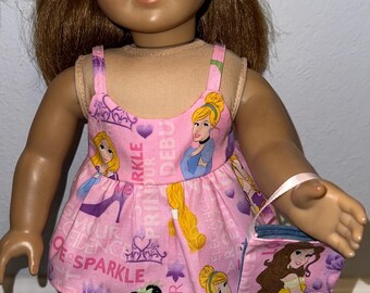 18 inch Doll Clothes Pink Disney Princess Outfit, Top and Skirt with Headband and Purse