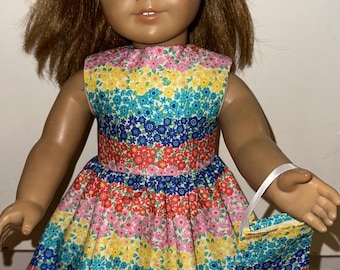18 inch Doll Colorful Floral Dress with Headband and Purse