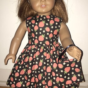 18 inch Doll  Strawberry Summer Dress with Headband and Purse Fits 18&quot; Dolls