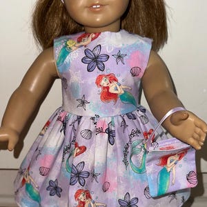 18 inch Little Mermaid Ariel Doll Dress Lavender with Matching Headband and Purse image 1