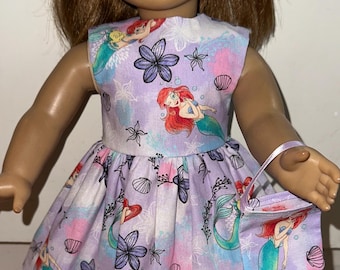 18 inch Little Mermaid Ariel Doll Dress Lavender with Matching Headband and Purse