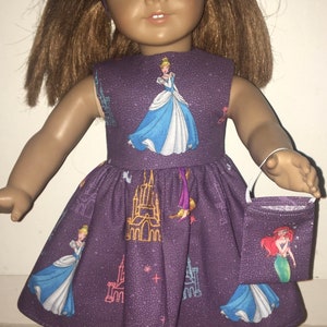 18 inch Princess Purple Doll Dress, Doll Clothes  with Headband and Purse Fits 18&quot; Dolls