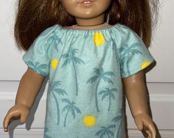 18 inch Doll Palm Tree Nightgown Pajamas Fits 18" Dolls Tropical Nightie