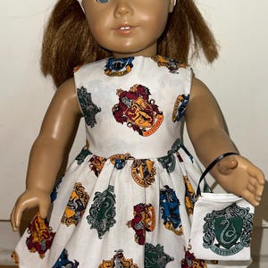 18 inch Harry Potter White Doll Dress Doll Clothes with Headband and Purse Fits 18" Dolls
