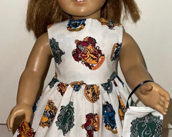 18 inch Harry Potter White Doll Dress Doll Clothes with Headband and Purse Fits 18" Dolls