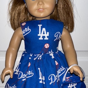 Los Angeles Dodgers 18&quot; Doll Dress MLB with Headband and Purse Fits 18&quot; Dolls Clothes