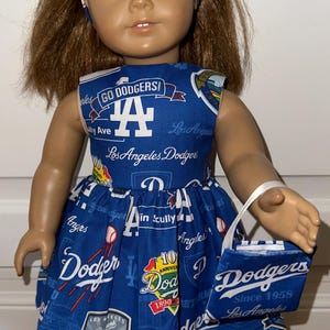 Blue Los Angeles Dodgers 18 inch Doll Dress with Headband and Purse Fits  18&quot; Dolls