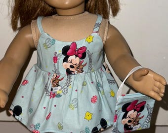 Mickey and Minnie Mouse 18 inch Easter Outfit, Skirt & Top with Headband and Purse Fits 18" Dolls