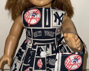 18 inch New York Yankees Doll Dress with Matching Headband and Purse Clothes