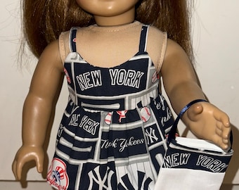 18 inch New York Yankees Doll Outfit, Top, Skirt and Purse 3 piece set Clothes