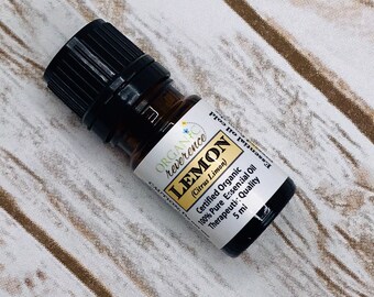 Lemon Organic Essential Oil | Certified Organic | GC/MS Purity Tested | | Undiluted | Therapeutic | 30 day money back guarantee