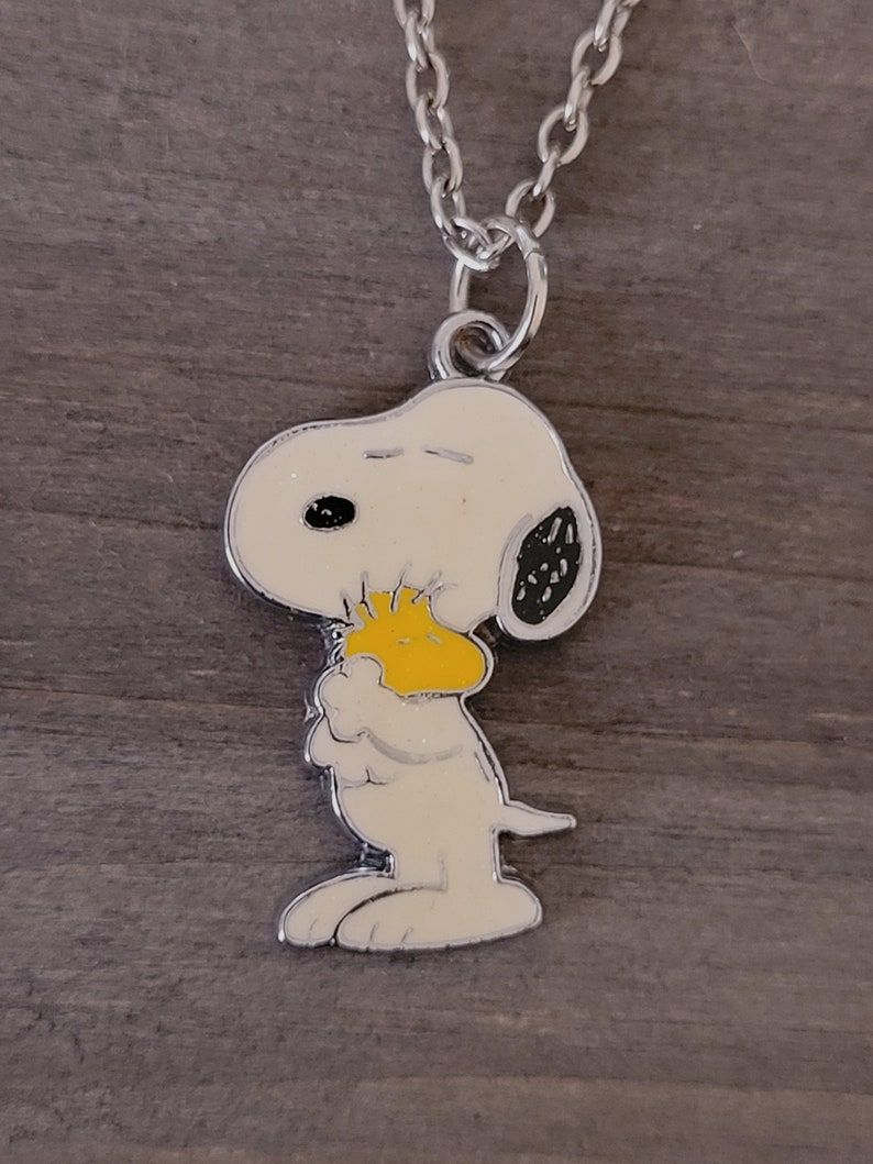 Snoopy Necklace Snoopy Jewelry Enamel and Tibetan Silver Charm Etsy