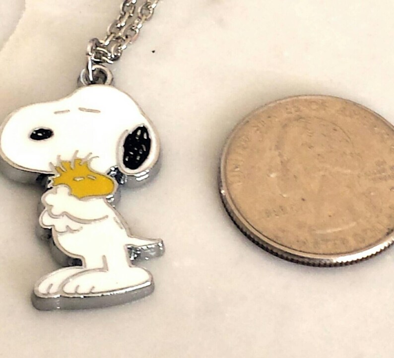 Snoopy Necklace Snoopy Jewelry Enamel and Tibetan Silver Charm Etsy