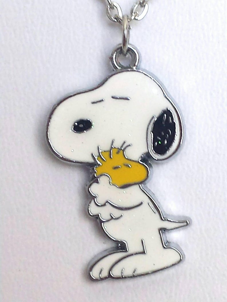 Snoopy Necklace Snoopy Jewelry Enamel and Tibetan Silver Charm Etsy
