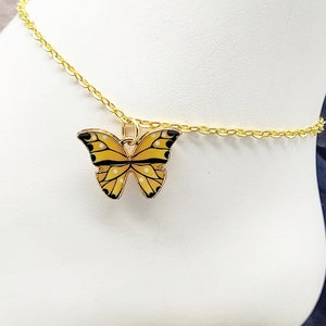 Gold Filled Butterfly Anklet: Golden Yellow Boho Ankle Bracelet