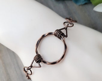 Boho Copper Link Bracelet: Antiqued Geometric Bohemian Jewelry