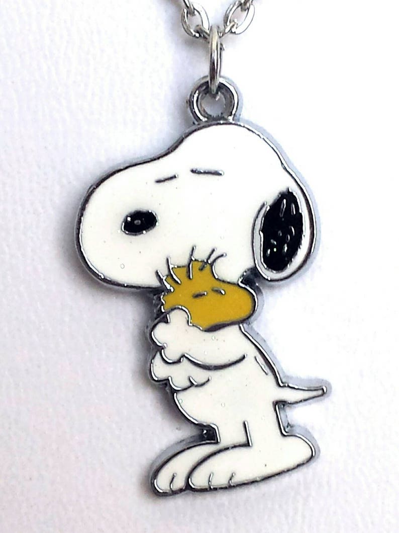 Snoopy Necklace Snoopy Jewelry Enamel and Tibetan Silver Charm Etsy