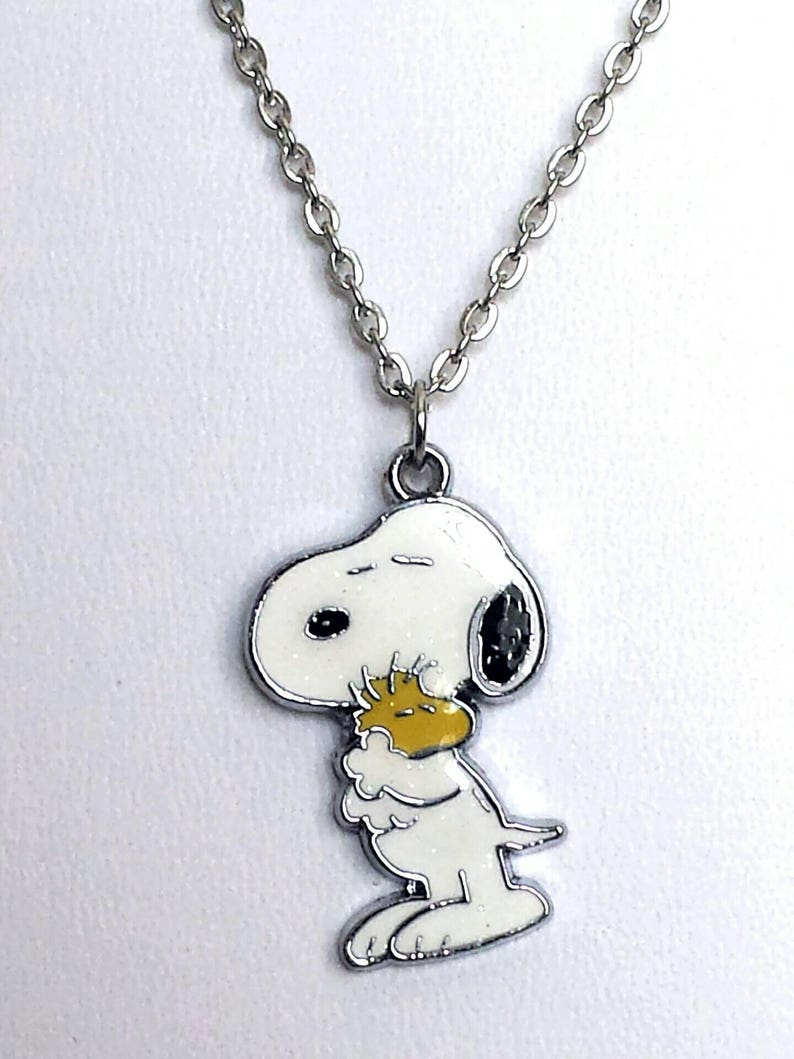 Snoopy Necklace Snoopy Jewelry Enamel and Tibetan Silver Charm Etsy