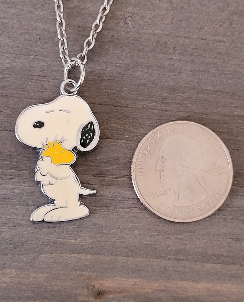 Snoopy Necklace Snoopy Jewelry Enamel and Tibetan Silver Charm Etsy