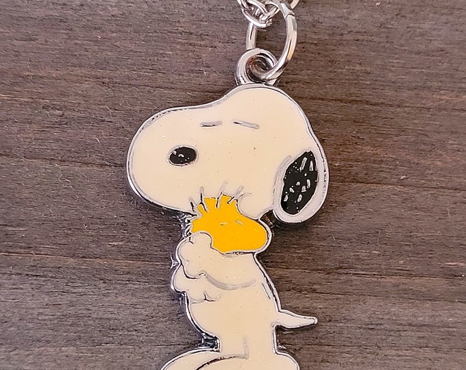 Snoopy Necklace Snoopy Jewelry Enamel and Tibetan Silver Charm Pendant Necklace Unique Snoopy