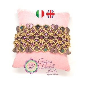 Baroque Bracelet TUTORIAL  with Paisley, Ginko, SuperDuo, Round Beads, Drops, Fire Polished Beads, Seed Beads. Beadweaving.