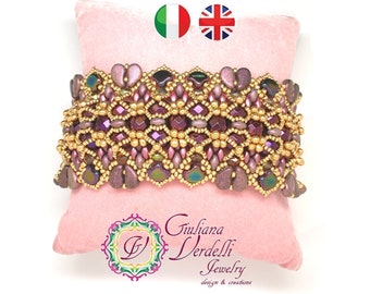 Baroque Bracelet TUTORIAL  with Paisley, Ginko, SuperDuo, Round Beads, Drops, Fire Polished Beads, Seed Beads. Beadweaving.