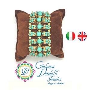 TUTORIAL for  Andromeda bracelet with Fixer Beads, Candy Beads or Cabochon baroque, Drops, Bicones, Seed Beads. Beadweaving.