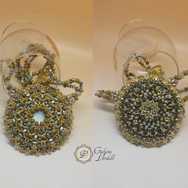 TUTORIAL to create a big double face "Mandala" pendant  with Superduo, Seed Beads, Bicones, Pearly Beads.