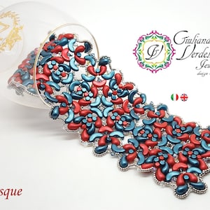 Arabesque Bracelet TUTORIAL with Arcos and Minos par Puca, Zoliduo Beads, Bicone and Seed Beads. Beadweaving.