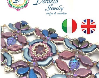 Cordoba bracelet  TUTORIAL with Paisley, Bridge, Navettes, Ginko, Cabochon baroque, Bicones, Rivoli, Delicas, Seed Beads. Beadweaving.