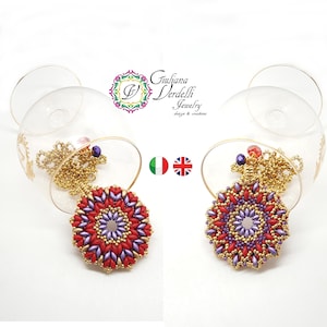 Pendant TUTORIAL with Superduo and seed beads, Giano double pendant TUTORIAL