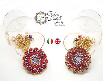 Pendant TUTORIAL with Superduo and seed beads, Giano double pendant TUTORIAL