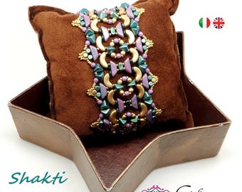 Shakti Bracelet TUTORIAL with Arcos Minos Ios Super Kheops Tinos par Puca, Round Beads Seed Beads. Beadweaving.