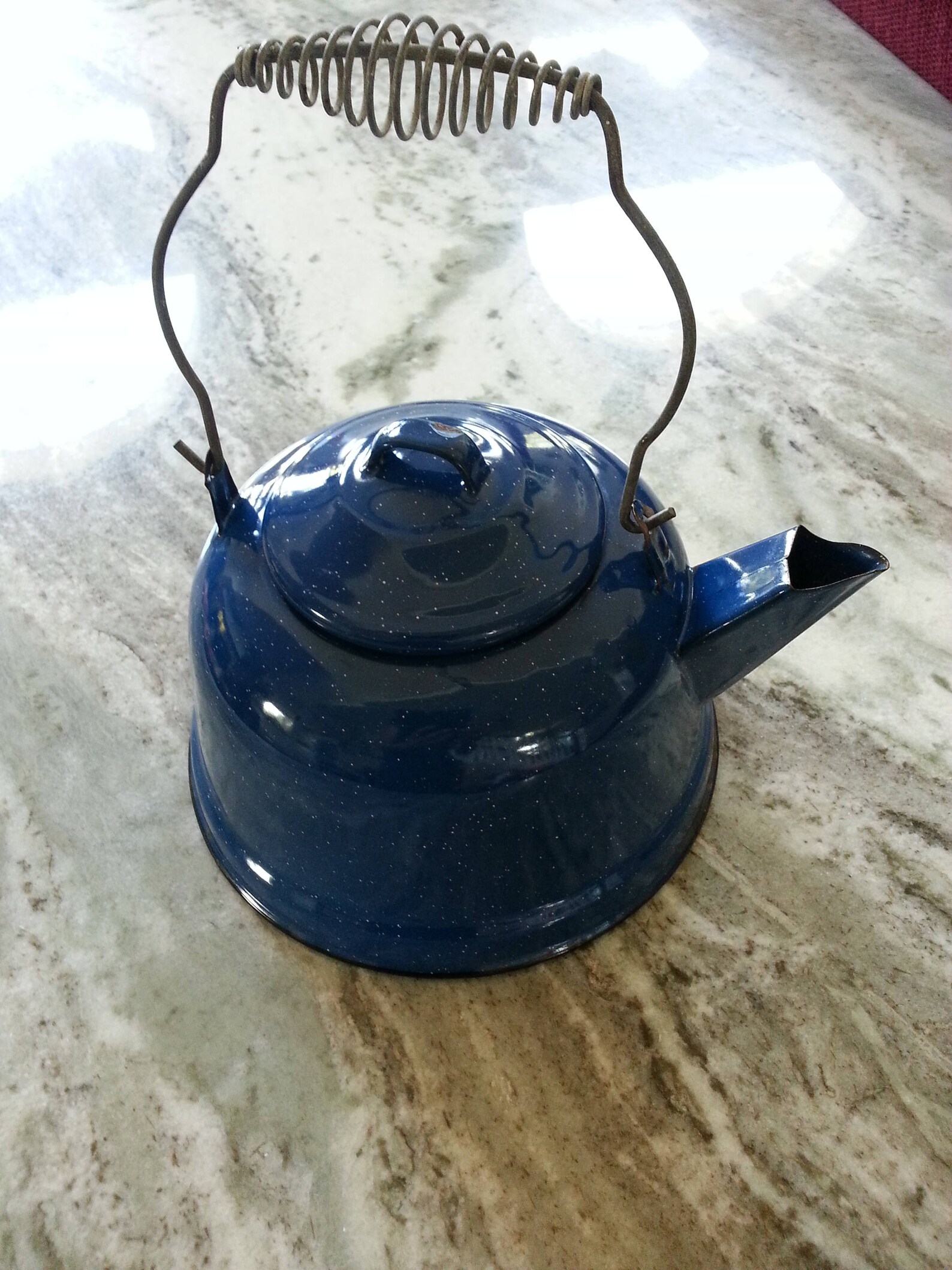 Vintage Tea Kettle Blue Enamel Tea Pot Country Cowboy Coffee Etsy