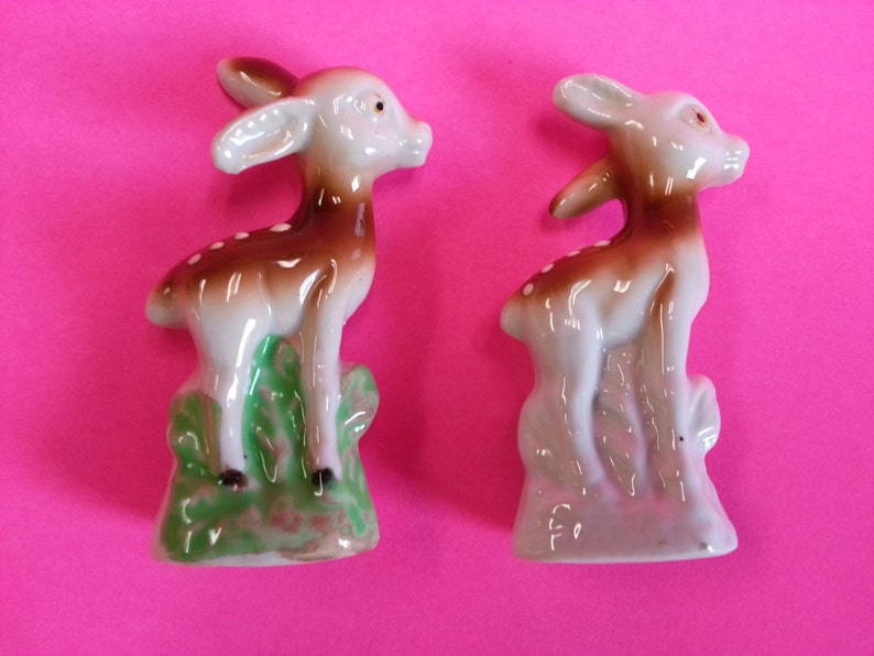Deer salt and pepper shakers Reindeer Vintage salt serving Etsy