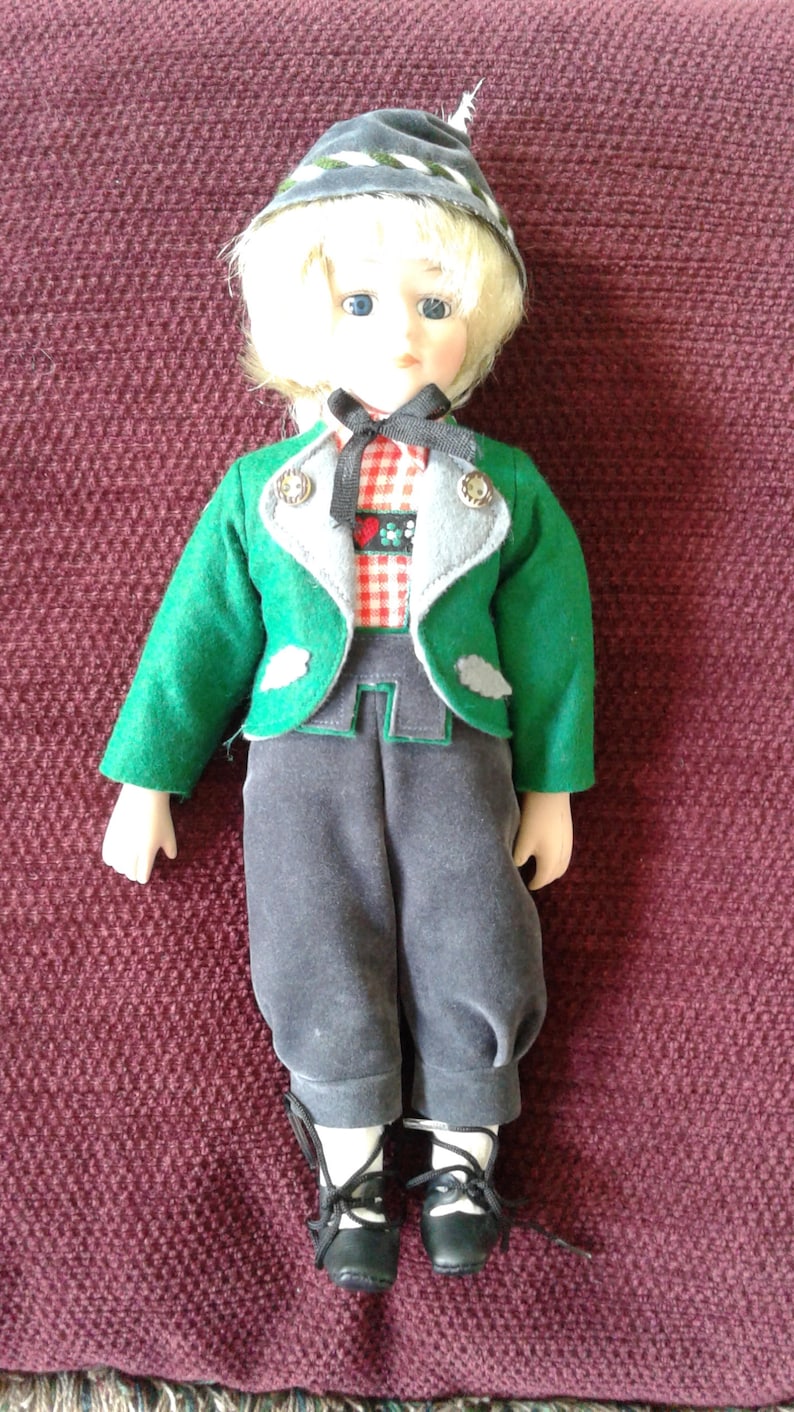 German doll Schneider Trachten Porcelain doll Boy doll Etsy