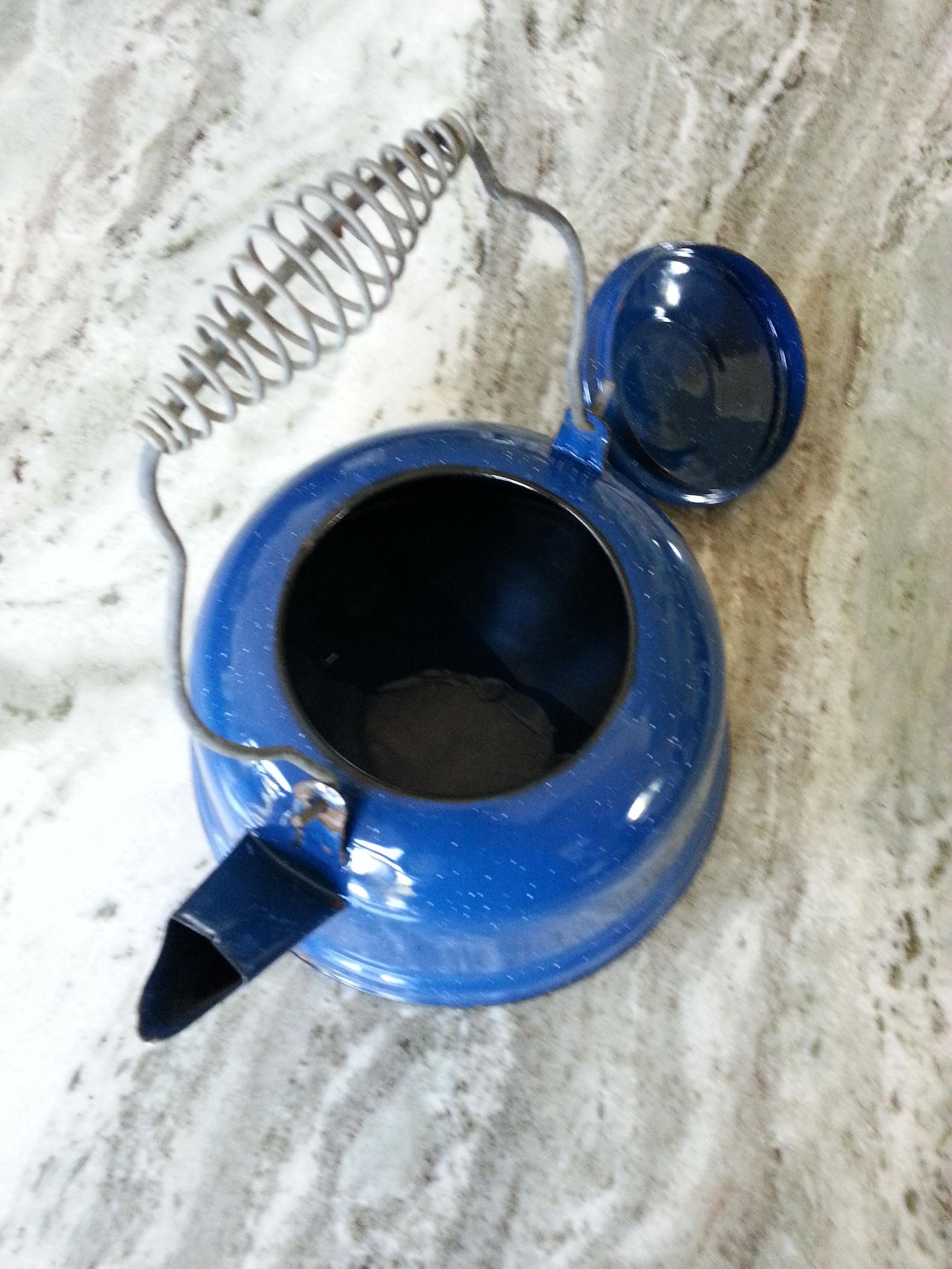 Vintage Tea kettle Blue enamel tea pot Country Cowboy Coffee Etsy