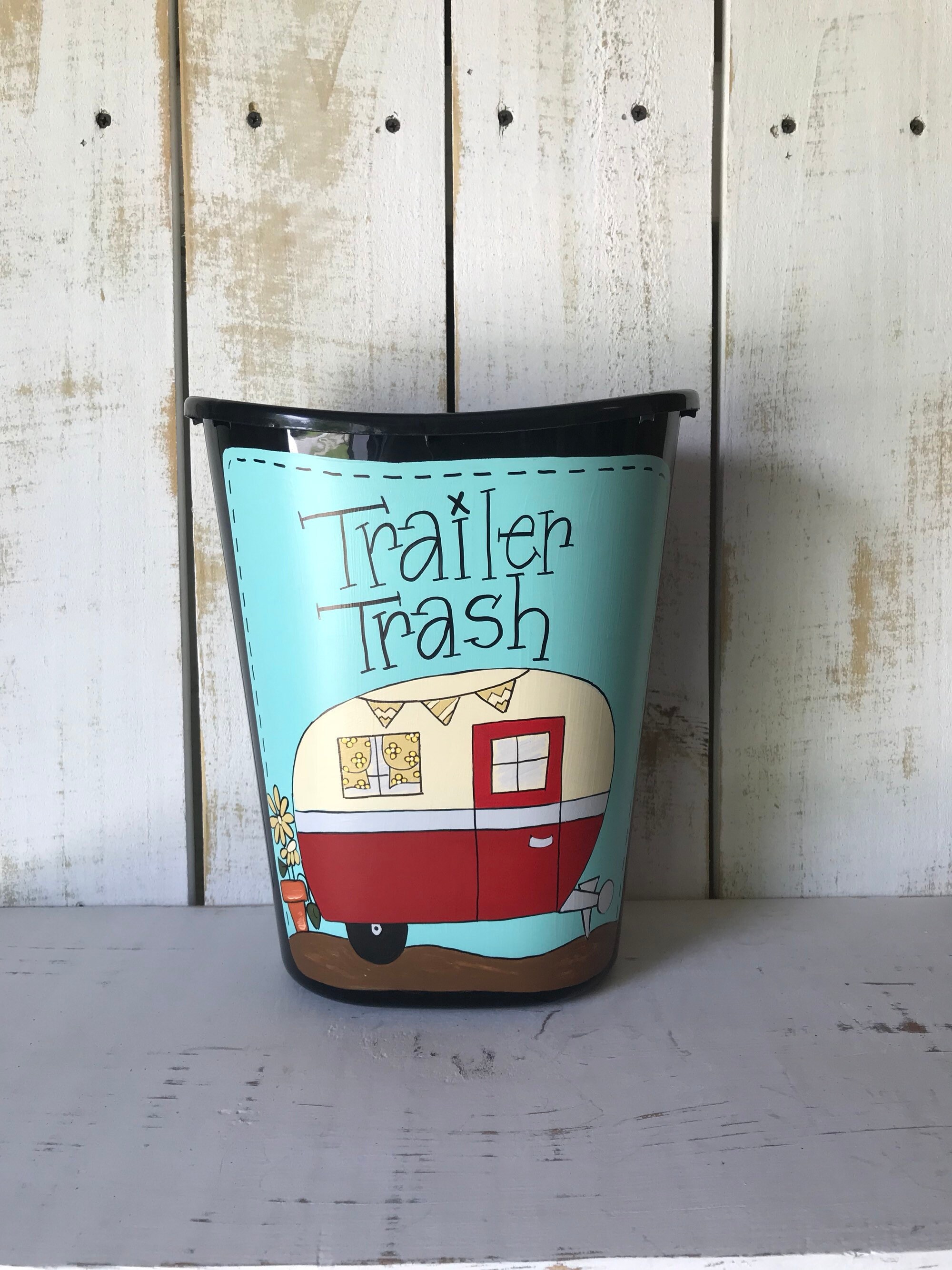 Trailer Trash Can Small Trailer Trash Can Camper Decor Etsy Australia