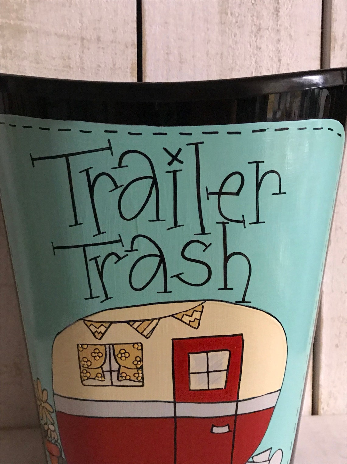 Trailer Trash Can Small Trailer Trash Can Camper Decor Etsy