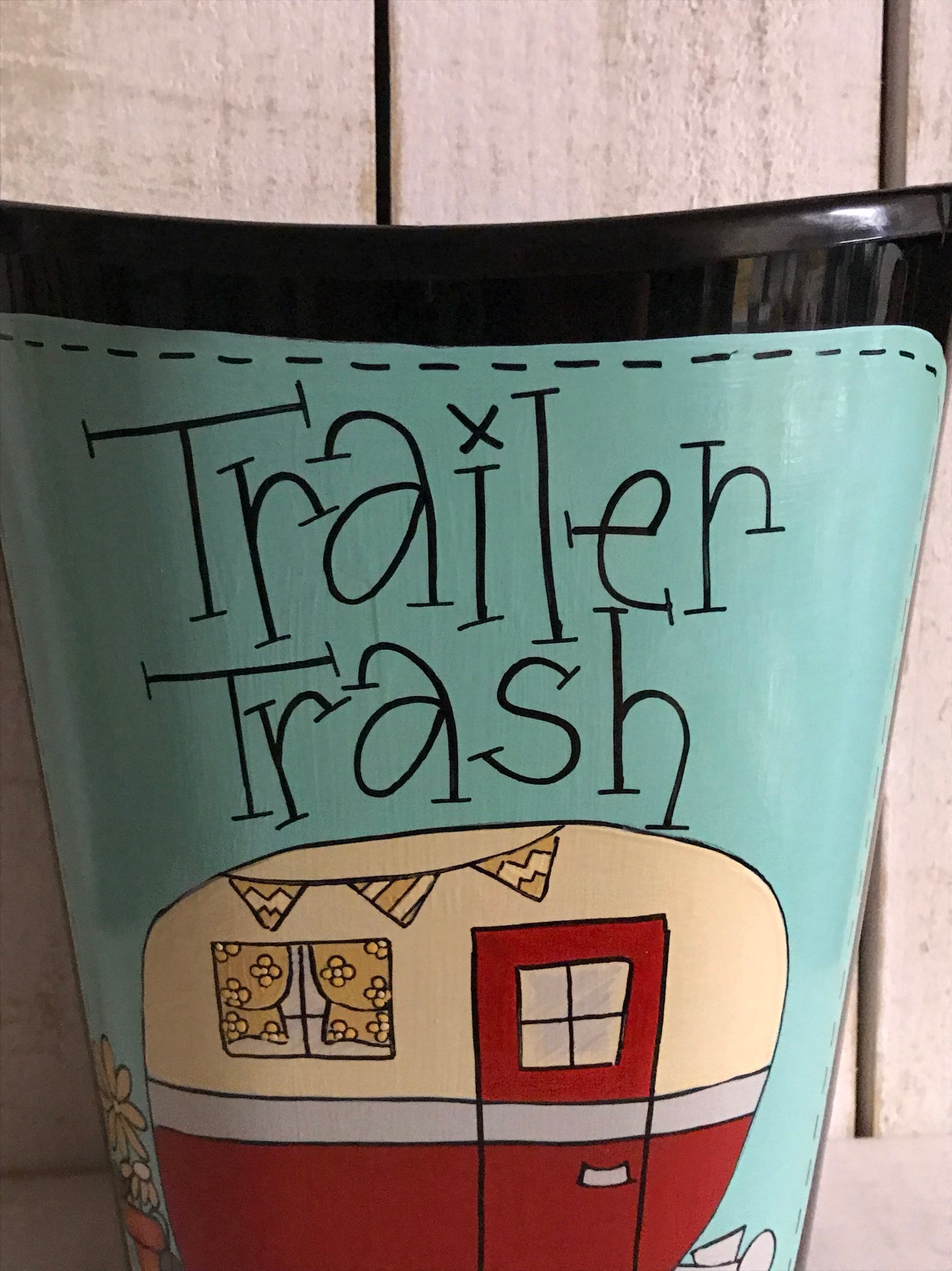 Trailer Trash Can Small Trailer Trash Can Camper Decor Etsy