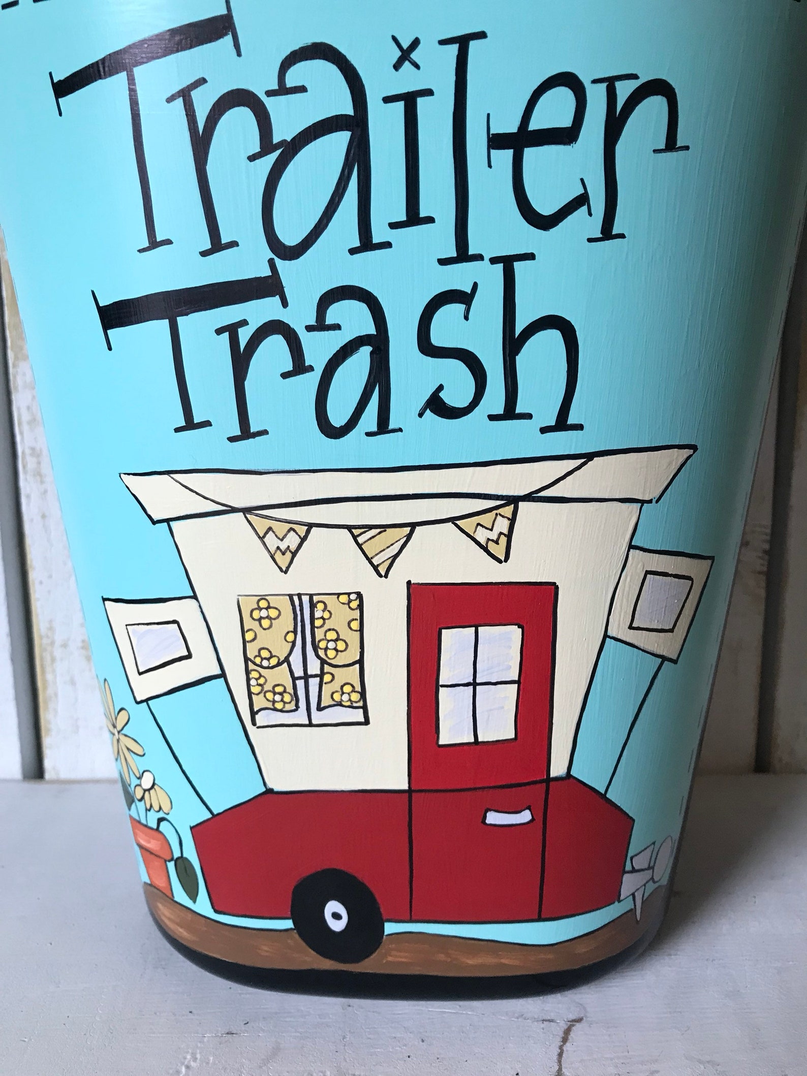 Trailer Trash Can Small Trailer Trash Can Camper Decor Etsy